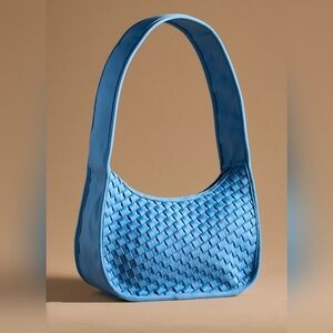 Anthropologie Woven Neoprene Shoulder Bag BLUE  7"H, 11"W, 4.5"D